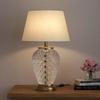 Glass Table LED Lamp Royal Diamond Cut Glass Off White Lampshade Bedside, 58.42 cm Living Room, Bedroom, Home Decoration, Hotel Pack of 1