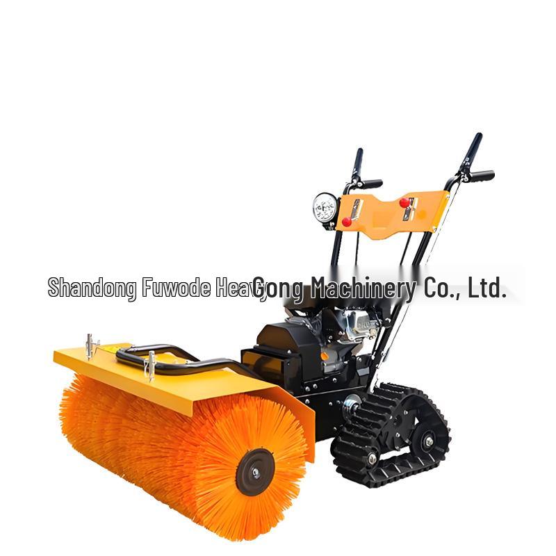 Compact Multi-Functional Self-Propelled Crawler Snow Sweeper with Roller Brush