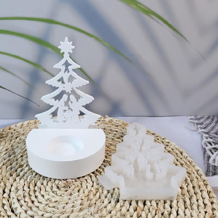 Candle Holder Silicone Molds Christmas Tree Candlesticks Resins Castings Mould