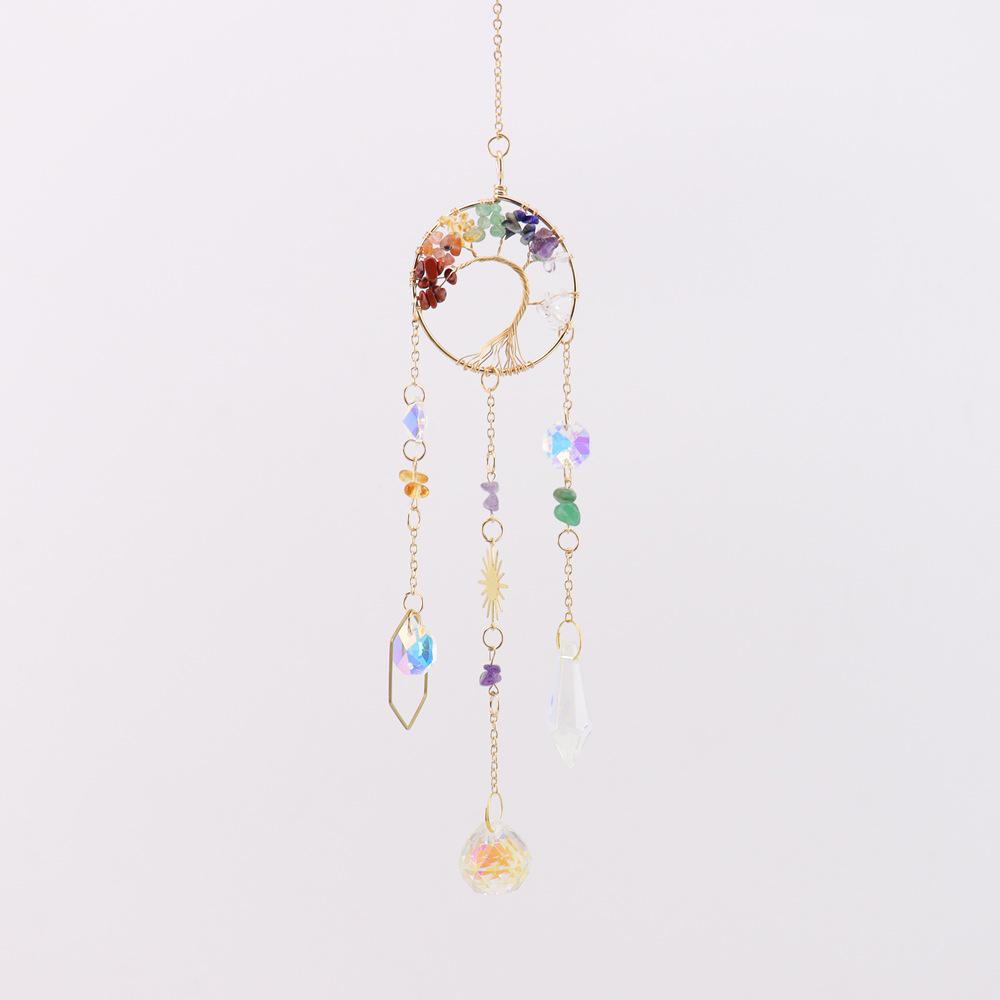 Dreamcatcher Tree of Life Crystal Suncatcher Pendant for Festive Garden Decor T120