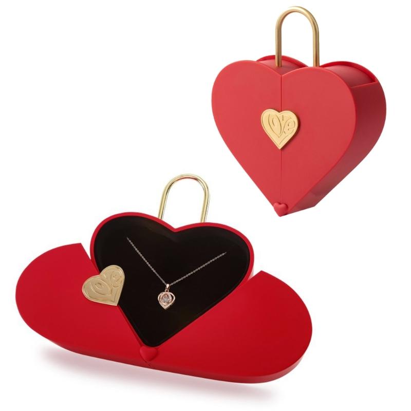 Heart Shape Jewelry Storage Case Compact Travel Box for Multiple Accessories Waterproof Ornament Display Case for Girls