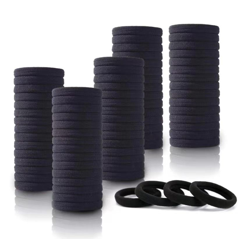 5cm Large Black Seamless Elastic Hair Tie - Durable & Gentle on Hair