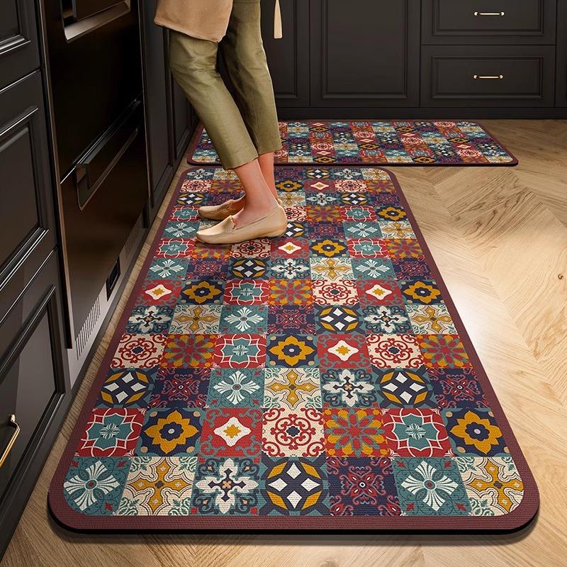 American Flower Tiles Diatom Mud Floor Mat Household Quick-drying Water Absorption Pad Dirt-resistant and Easy-to-clean Anti-slip Pad