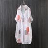 Camisa Estampada de Protección Solar para Mujer - Holgada, de Longitud Media, Talla Grande, Top de Verano