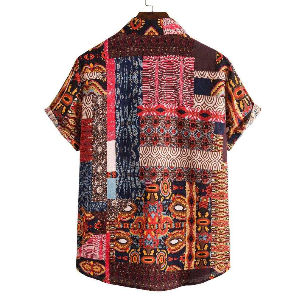 Camicia Casual Estiva da Uomo Taglie Forti con Stampa Digitale 3D a Maniche Corte