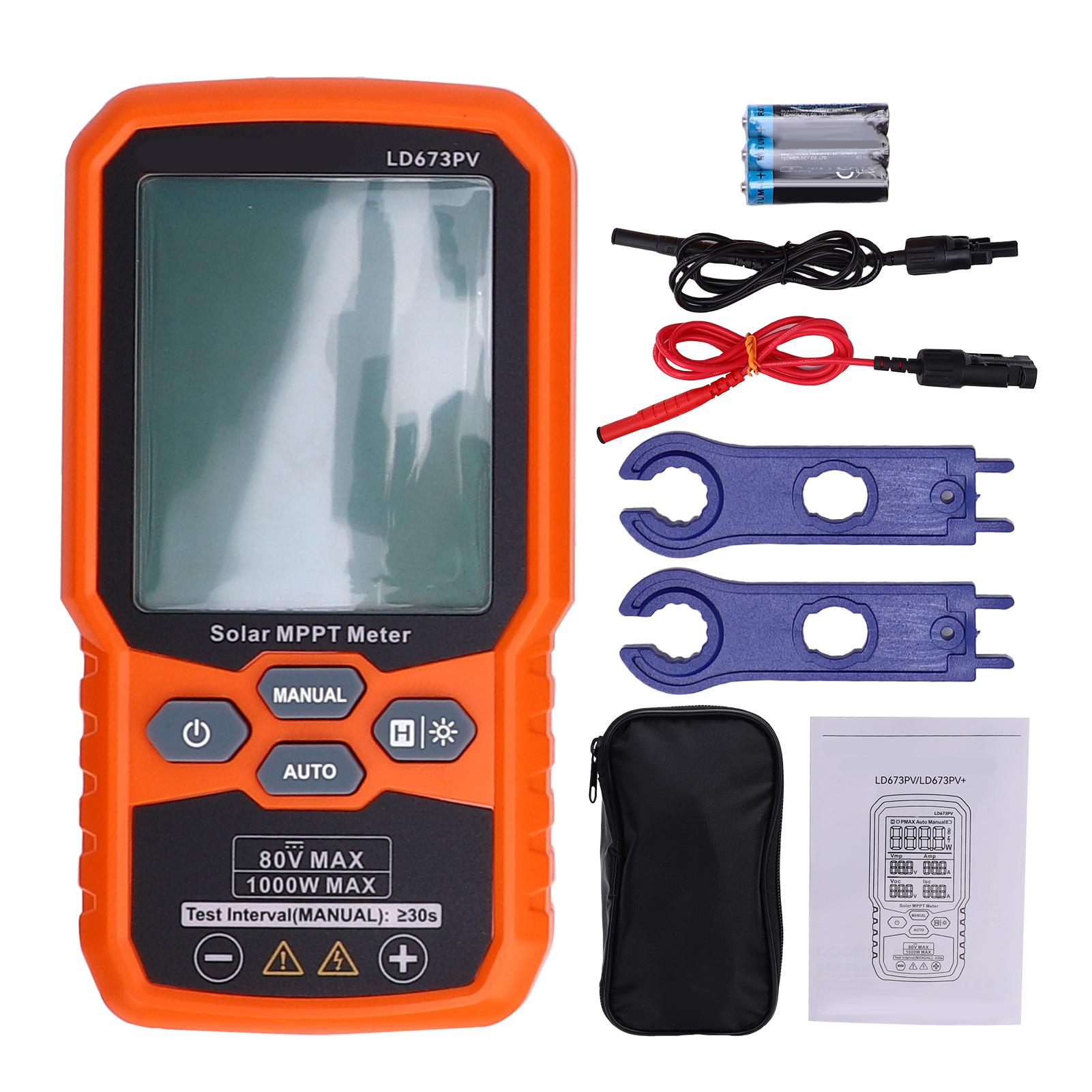 

Solar Panel Power Meter Tester 1000W PV Multimeter with LCD Display MPPT Tester for Solar Panels – Measures Pmax Voc Isc 12-80V помаранчевий