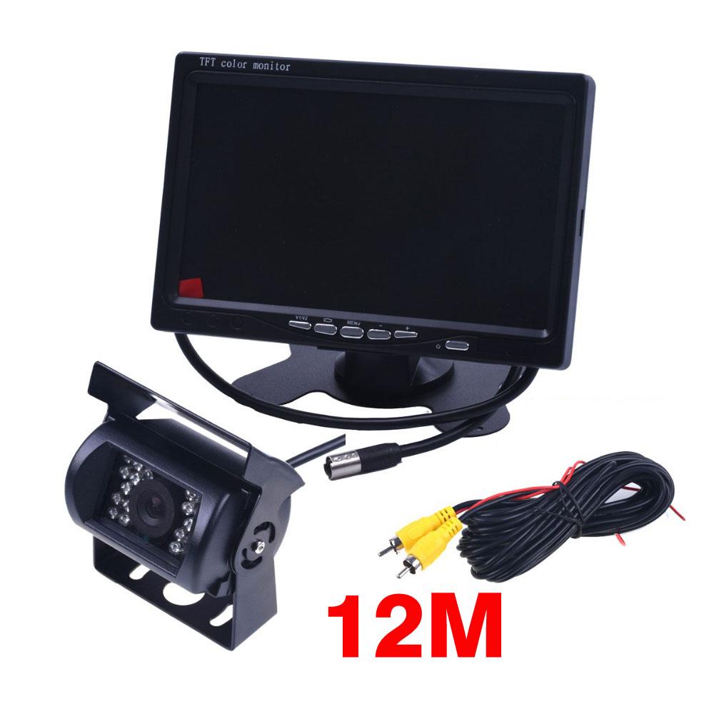 DC 12-24V Bus Truck Parking Camera Monitor Assistance System HD 7 Inch Car Monitors With Rear View Camera RCA Video Cable