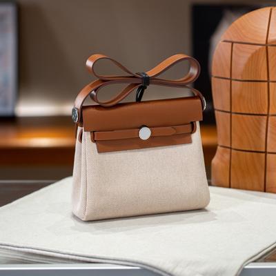 2025 New 20cm Cowhide With Canvas And Leather Bag+mini Shoulder Crossbody Bag With Genuine Leather And Fabric