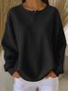 Women's Crew Neck Long Sleeve Waffle Knit Pullover Top Oversized Streetwear Solid Color Casual Blouse