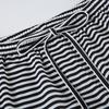 New High Waist Loose Straight Leg Pants for Women American Style Casual Striped Trousers with Lace Up