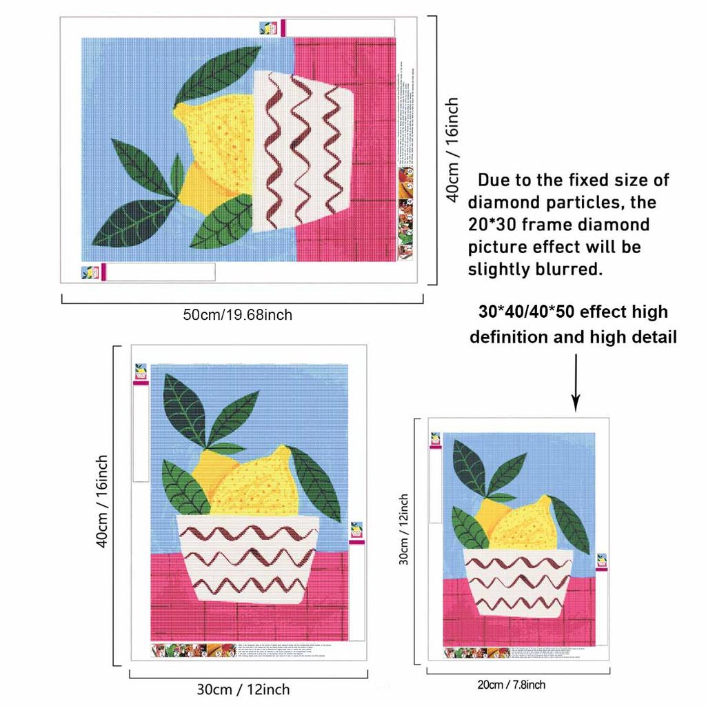 Diamond Art Kit for Beginners Lemon Full Drill 5D Rhinestone Painting Relaxing Hobby Craft Home Decoration Wall Decor Modern