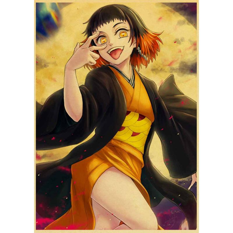 Klassieke Anime Demon Slayer Posters Esthetische Retro Kraftpapier Poster Home Decor Muurstickers Slaapkamer Bar Cafe Art Schilderen