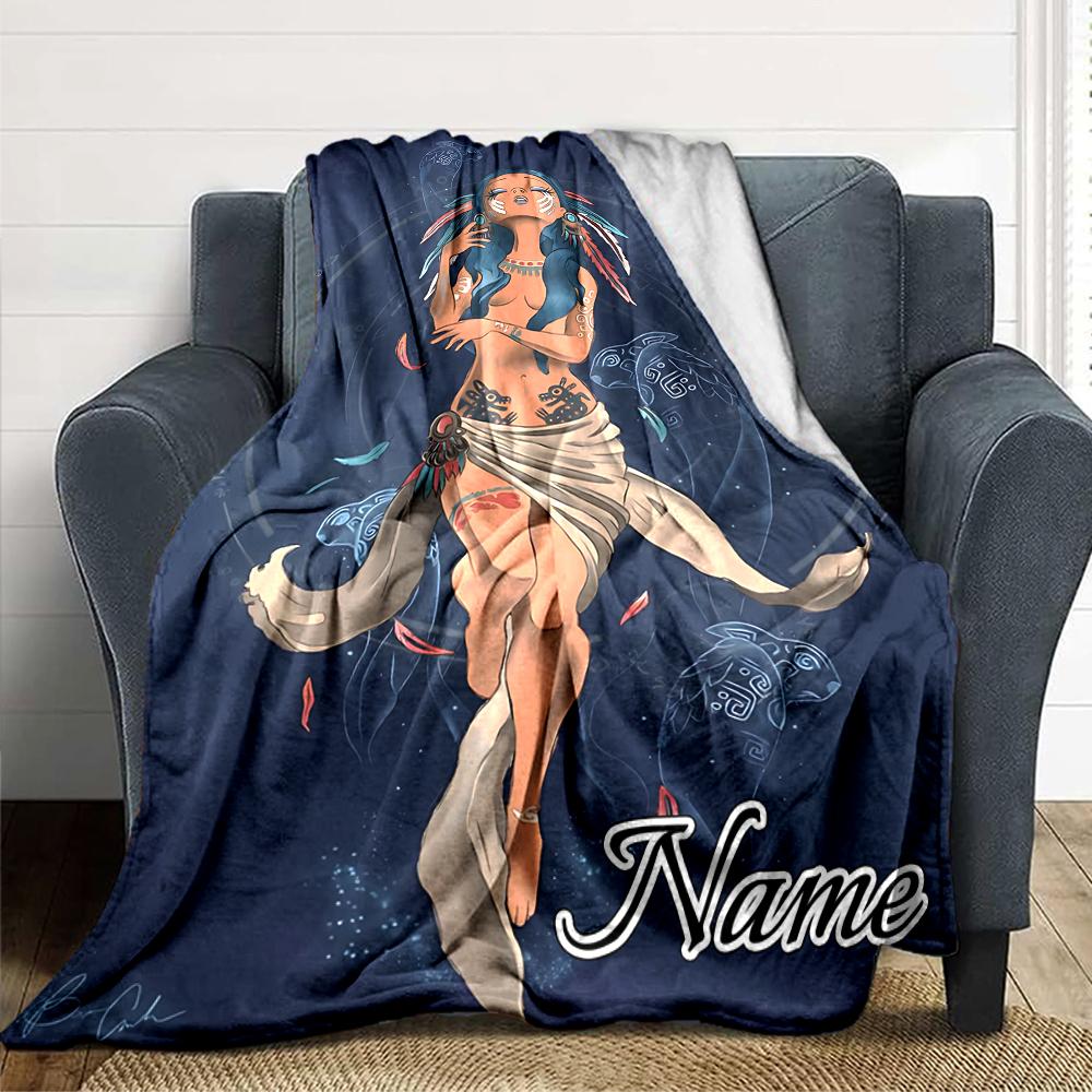 Custom Name Fiery Warrior'S Crown Party Blanket For Couch Bed Plush Cozy Fuzzy Blanket Super Soft Warm Blankets For Fall And Winter 0916281