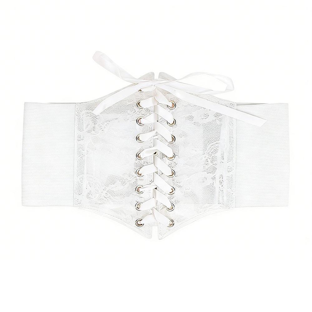 

Високоеластичні жіночі широкі ремені Ретро корсетний ремінь на шнурівці для повсякденного носіння та особливих випадків білий