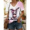 Fashionable New Casual Women's Clothing Color Pattern 3D Printed V-neck T-shirt Daily Loose Women's Short Sleeved T-shirt