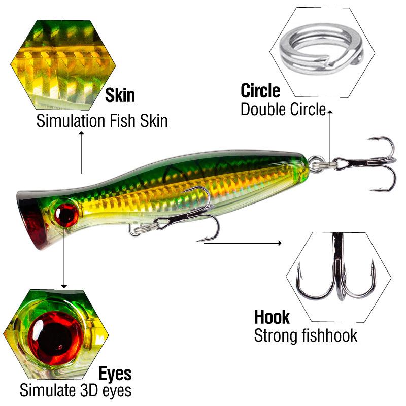 Big Popper Wobbler Angelköder Schwimmender Köder 12Cm 40G Topwater Köder Whopper Salzwasserköder Isca Künstliche Hecht Tackle