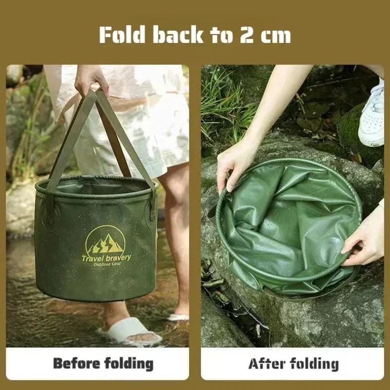 Balde Dobrável Resistente à Água Pia Dobrável Fácil de Segurar Viagem Bacia Dobrável Camping Caminhada Pesca Balde de Armazenamento