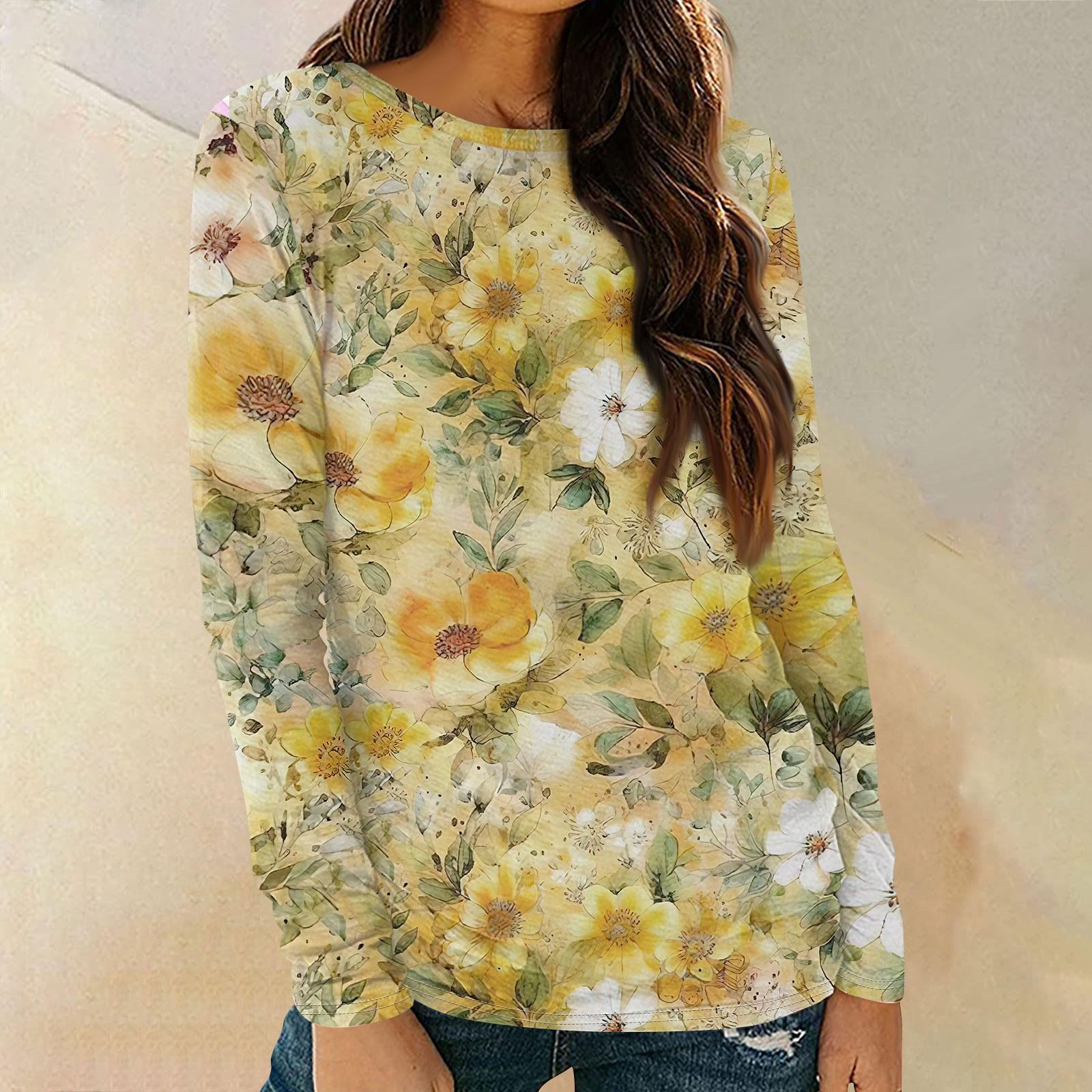 

Женские рубашки с длинным рукавом и круглым вырезом, базовая футболка, повседневный топ, осенняя модная туника, облегающие футболки XL жёлтый