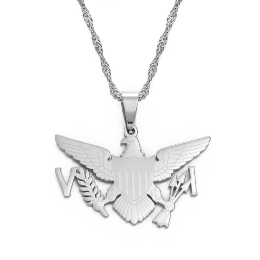 Anniyo The United States Virgin Islands Flag Pendant Necklaces for Women Girls US VI Virgin Jewelry #165021 45cm OR 17.7 Inches