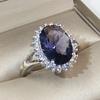High Quality Big Dark Blue Stone Rings For Women Top Quality Flower Design Cubic Zircon Rings Fashion Jewelry Accessories