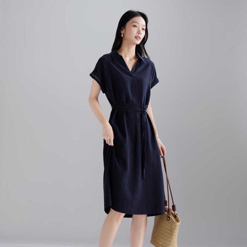SOFSIL 2026 Summer Silk-Blend Lapel Shirt Dress