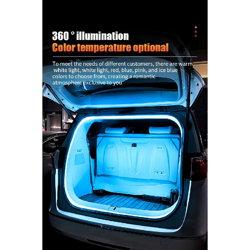 Car Trunk Lighting Strip Flow Welcome Ambient Mood Light Automatic On/Off Hidden Installation Modified Tailgate Decorative Lamp Neon Lights 4