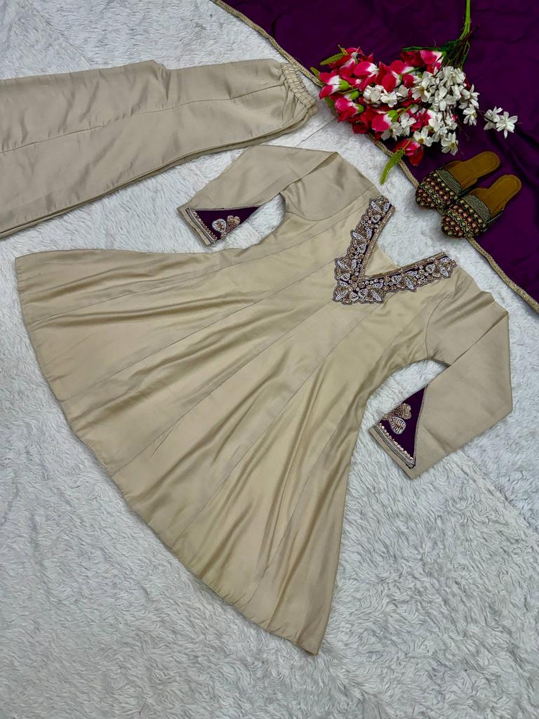 Women's Heavy Roman Silk Sharara Suit Set with Dupatta | Handwork, Pearl & Sequins Embroidery | Fully Stitched Party Wear Ethnic Set