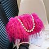 Hot Sale Retro Large Capacity Plush Women's Bag Pearl Chain Small Square Bag Shoulder Crossbody Bag