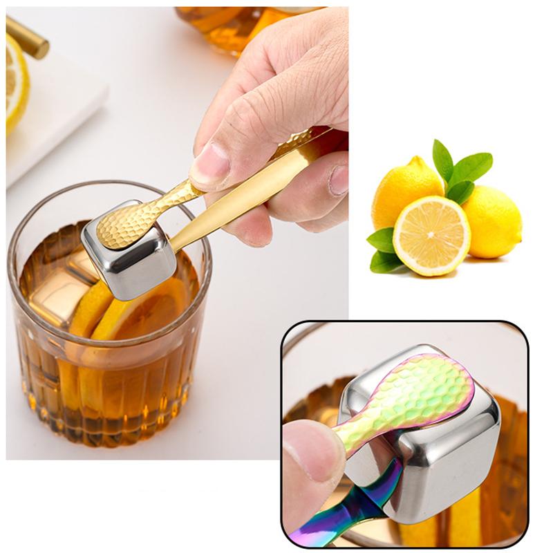 1 STÜCK Eiswürfelklammer mit mehrfarbigem Hammermuster, Edelstahl, Zuckerklemme, Bar, Eiswürfelzange, Kaffee, Tee, Speisenausgabe, Werkzeuge, Barzubehör