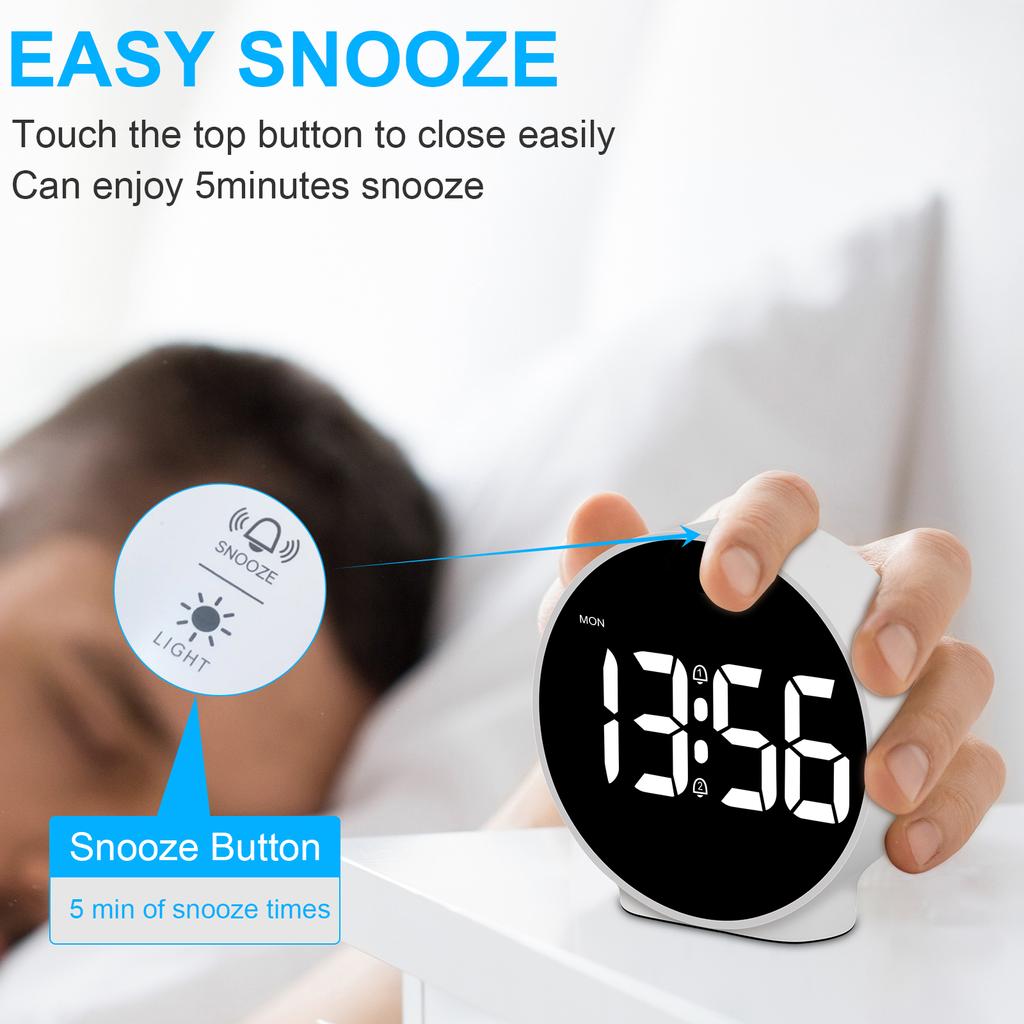 LED Digital Alarm Clock Table Clock Snooze Night Mode 12/24H Electronic LED Clocks Dual Alarm Bedroom Beside Clock Home Decor