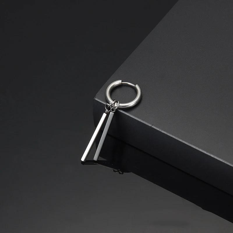 Jewelry Titanium Steel Punk Cool Men Women Ear Clip Stud Earrings Long Stick Pendant Fashion Hip Hop Drop Party Earring