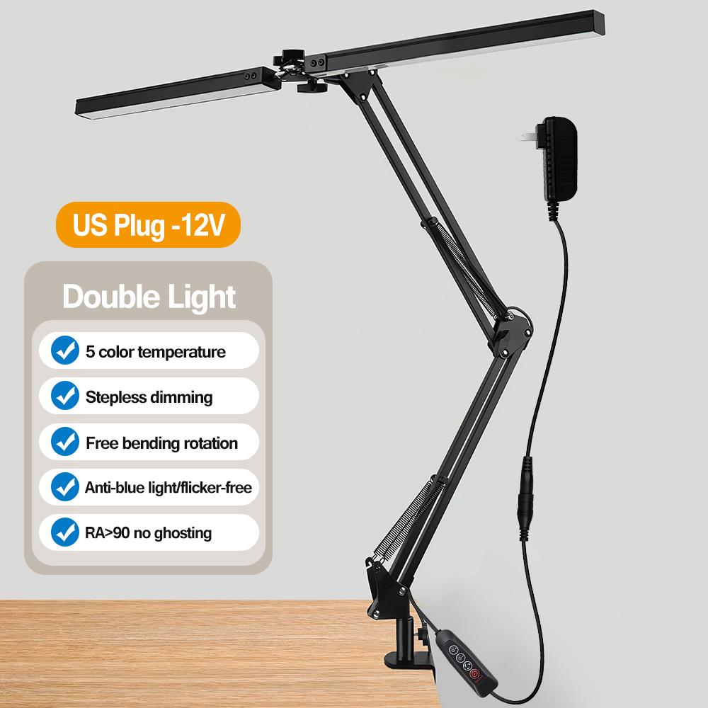 Double Head LED Desk Lamps Dimmable Led Computer Monitor Light Adjustable USB Table Lamp Office Study Reading Lighting Fixture