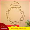 Korean Style Women's Metal Waist Chain with Large Round Ring - Versatile Decorative Belt for Dresses and Skirts.