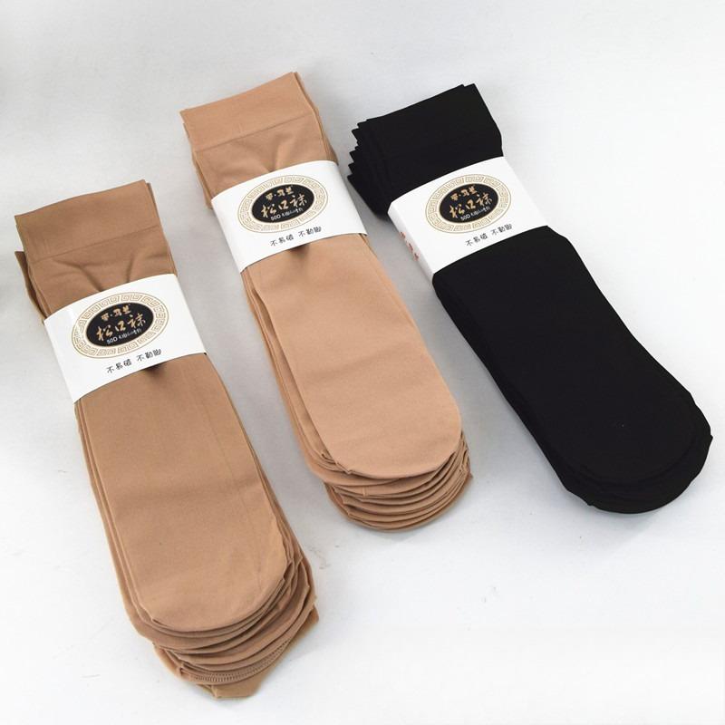 10 Pairs of Thick Women's Silk Stockings with Anti-slip and Anti-hook Properties. Summer Loose-mouth Short-tube Steel Wire Stockings.