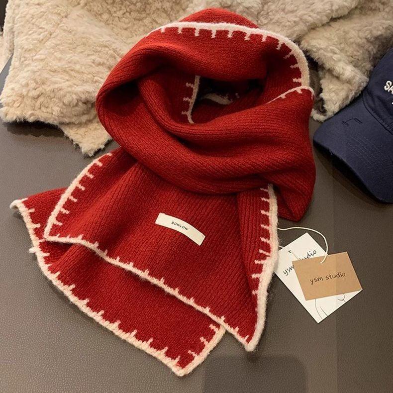Warm Winter Classic Elegant Versatile Solid Color Beige Thickened Scarf Warm Cold-proof Neck Warmer Shawl