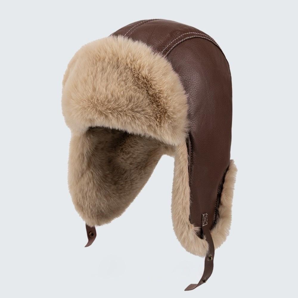 Warm Lei Feng Hat PU Pullover Cap New Ear Protection Hat  Gift