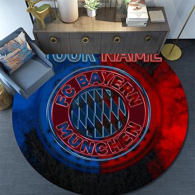 Custom Name Bayern Munich Round Area Rug,Carpet Rug for Living Room Bedroom Sofa Playroom Decor,Non-slip Floor Mat