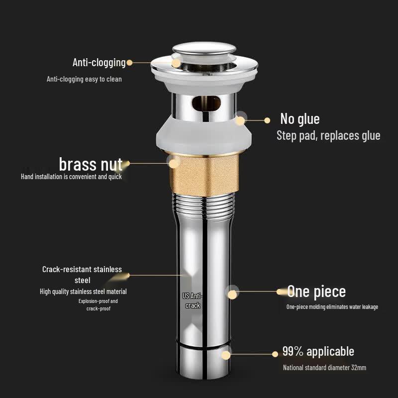 Mawos Kitchen Stainless Steel Pop-up Basin Drain Pipe