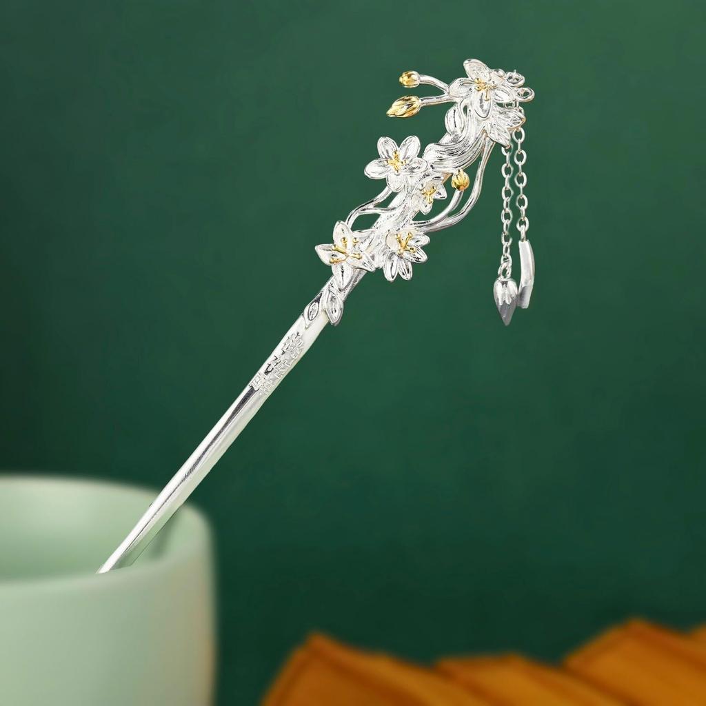 Single Peach Blossom for and Japanese Clothing [Miaomyao] Hairpin, Design, Silver, Kimono, Yukata,