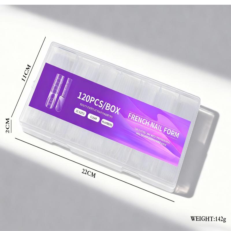 120 Pcs/Box Space French Dual Forms 15 Sizes Clear Zone Molds For Builder Gel Extension Professional Salon Home Manicure Diy