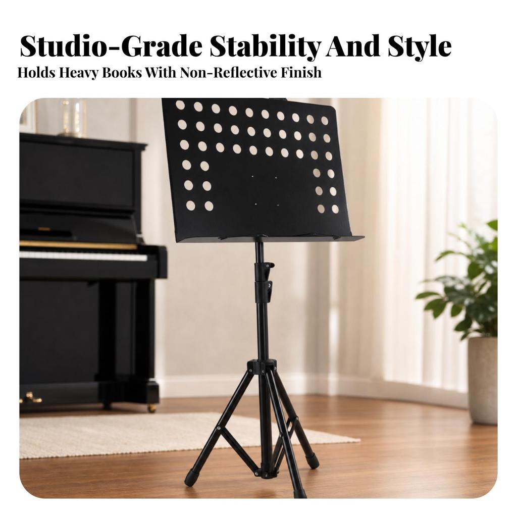 Sheet Music Stand Lightweight Having Perforated Tray Compact