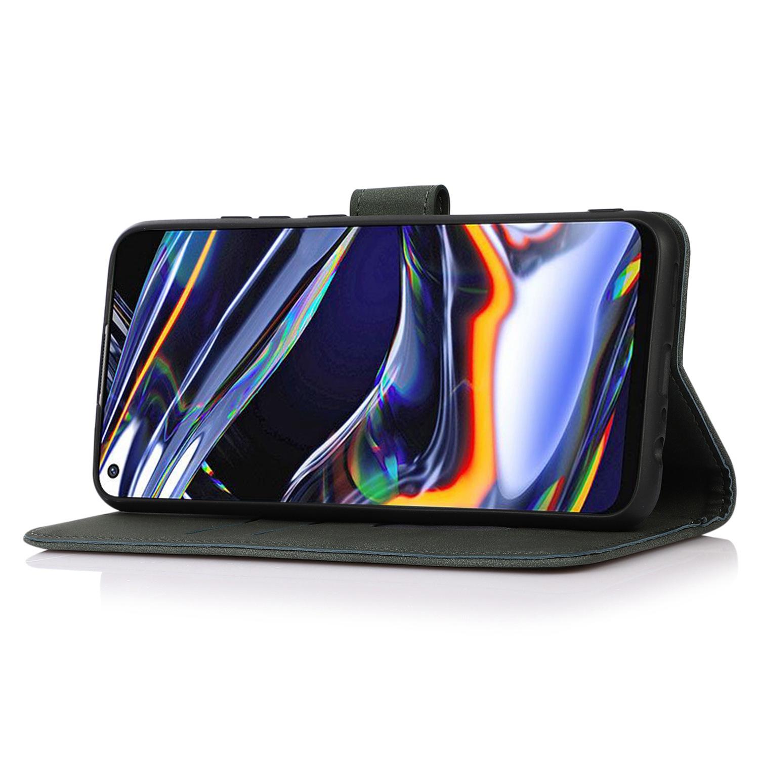 

KHAZNEH For Samsung Galaxy S23+ Textured PU Leather Phone Drop-proof Case Magnetic Clasp Foldable Stand Wallet Cover Green