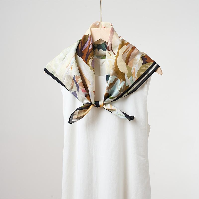 New decorative scarf temperament shawl premium texture silk cotton square scarf rose story women's silk scarf