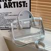 Transparent PVC Jelly Handbag Women Trendy Square Crossbody Bag With Stitching Detail Medium Size Collection