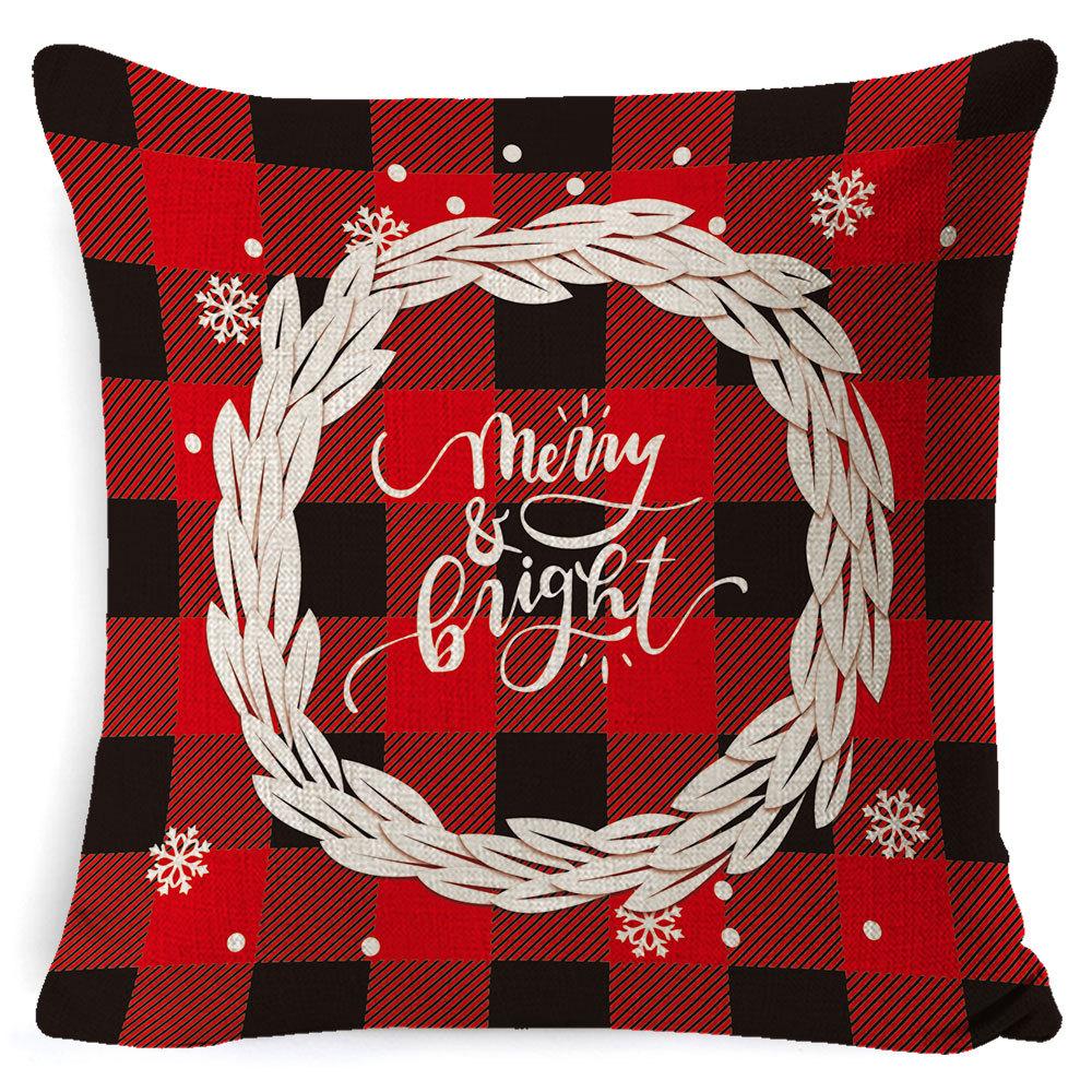 Christmas Pillow Cover Home Sofa Cushion Elk Letter Print Cushion Cover Christmas Atmosphere