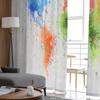 Earth Splash Ink Watercolor Tulle Curtains Balcony Room Fashion Printed Sheer Curtain Living Room Window Modern Decor