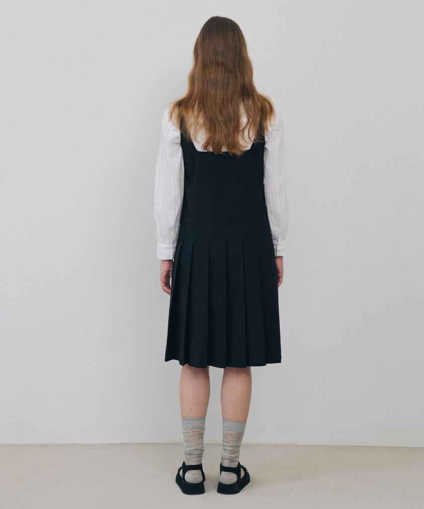 Tudument Pleated Long Dress Black