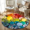 Eclectic Round Moon Multicolor Carpet, Non-Slip Floor Mat for Dining Room