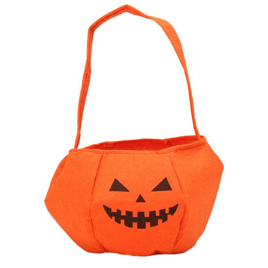 Xiaobudian Halloween Pumpkin Candy Bag for Kids, Small Trick or Treat Bucket, Soft Face Basket with Handle Party Decoration