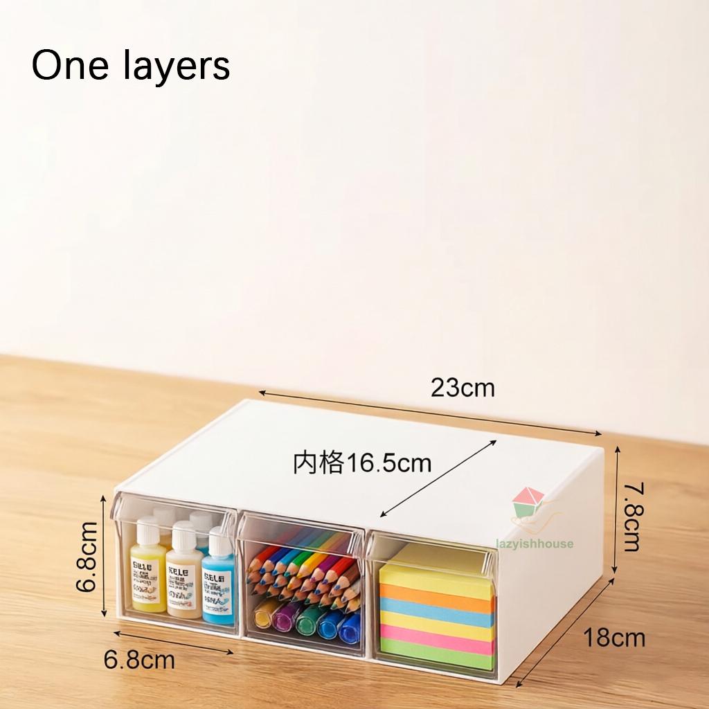 Desktop Storage Box Transparent Storage Box Transparent Desktop Organizer Drawer Box with Pen Holder Ideal Makeup Box Organizer